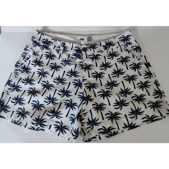 Old Navy Womens White Shorts Blue Palm Trees Cotton‎ Size 2 - Picture 4 of 9